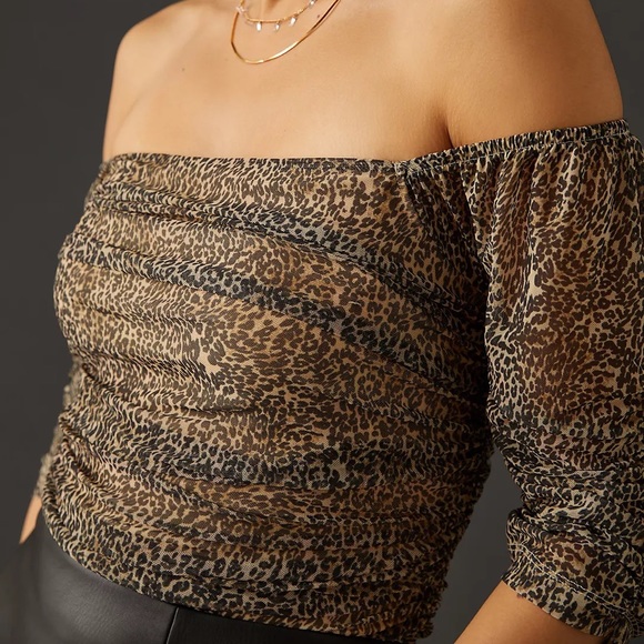 Anthropologie Shirred Mesh Top - Picture 4 of 4